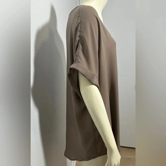 Worthington Criss Cross V Neck Tunic in Taupe - Picture 9 of 10